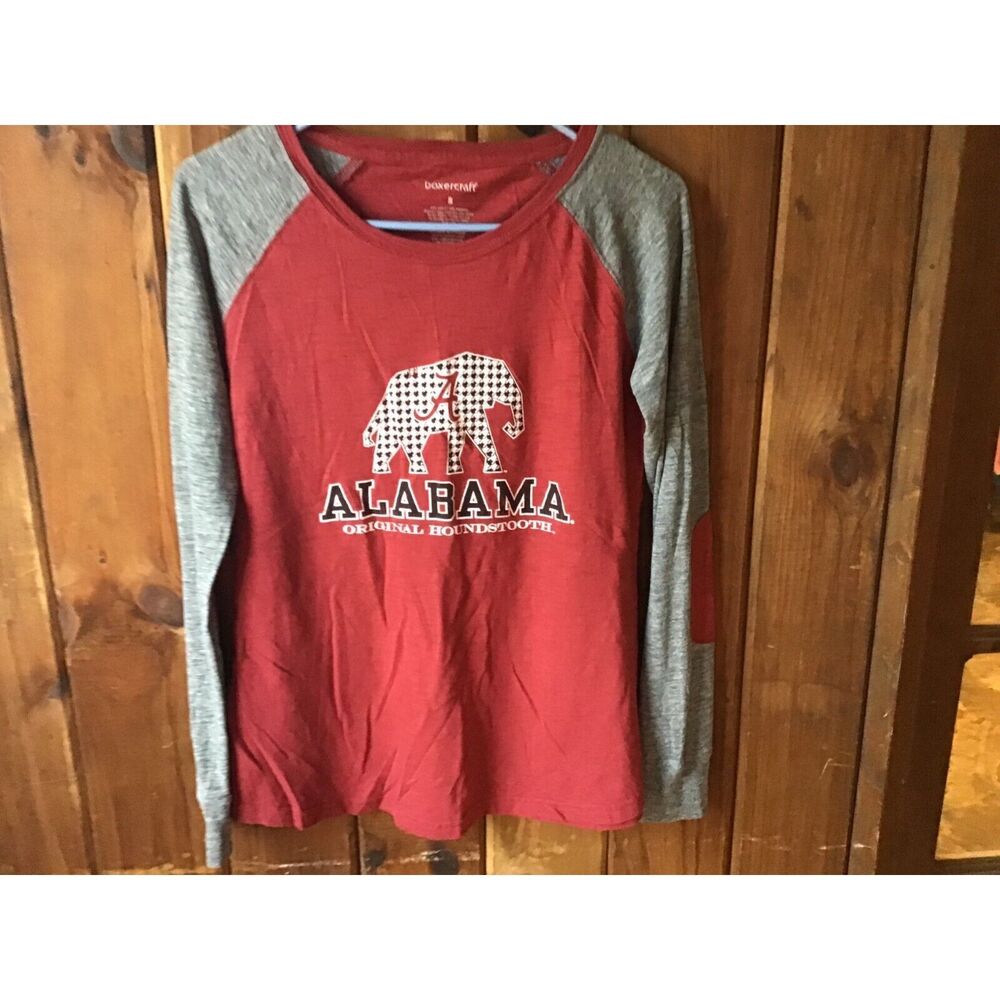 Boxercraft Alabama University Shirt Size S Long Sleeve Elbow Patch Crimson Tide